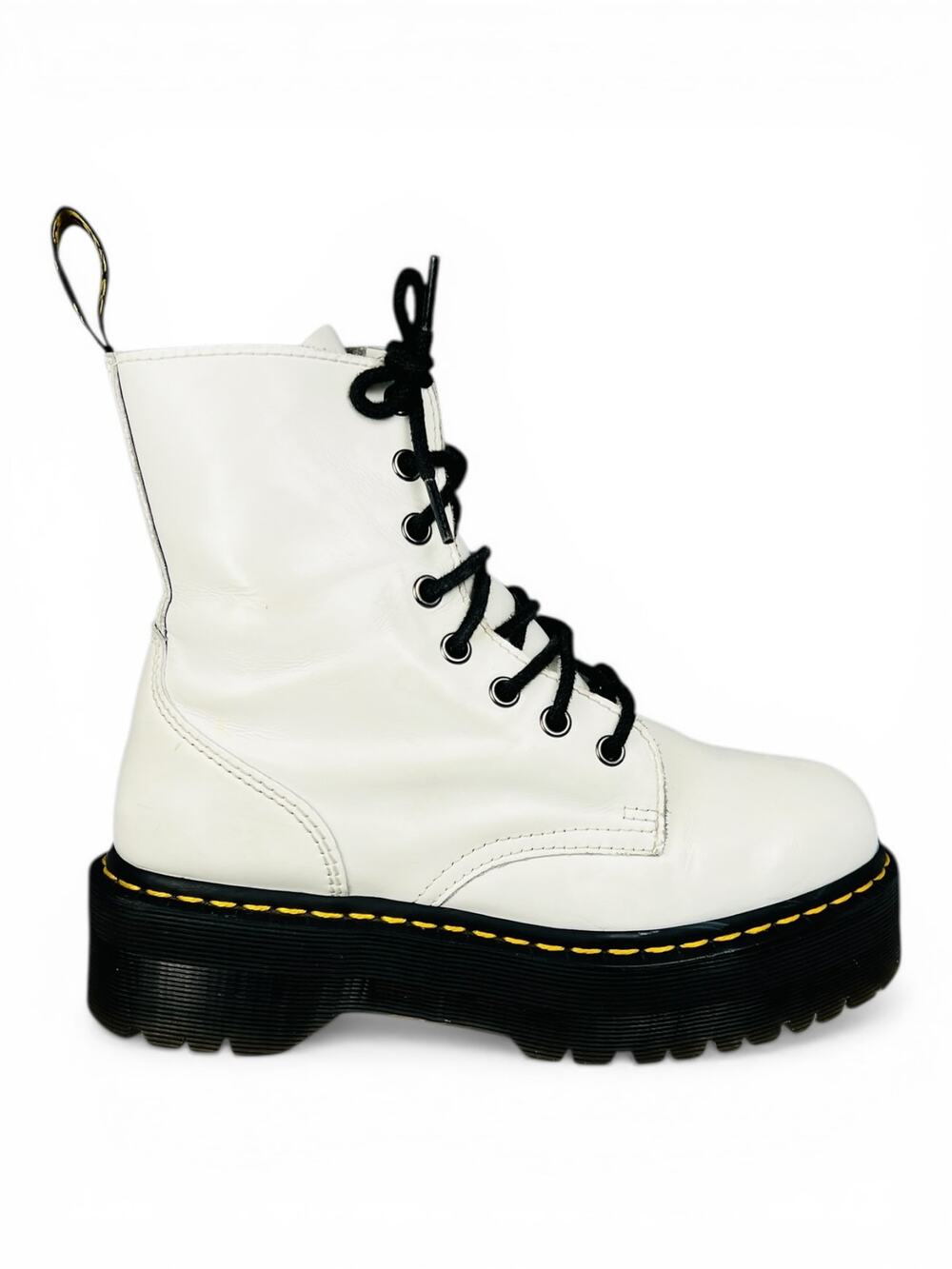 Dr. Martens Jadon White Platform Combat Boots Smooth Leather Women's 7